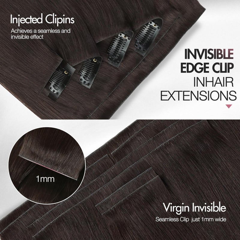 Quantum Love Invisi Edge Clip in Hair Extensions Human Hair 18Inch 110g Seamless Clip in Hair Extensions 7Pcs 14Clips Invisible PU Skin Weft Brown Remy Human Hair Extensions - Image 3